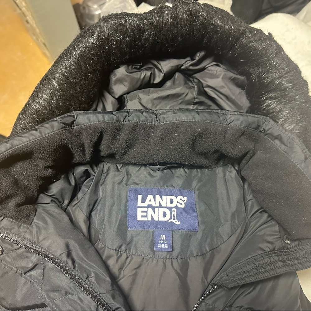 Lands' End Black Hooded Jacket